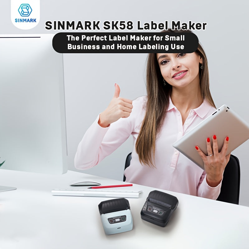 A Set Of 3pcs Label Printing Kit - SK58 Label Making Machine - Commercial Label, Barcode, Office, Cable, Retail Label Printer, Can Choose Fonts, Icons, Templates, Portable Wireless Thermal Label Manufacturer Printer, Compatib