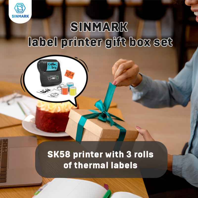 A Set Of 3pcs Label Printing Kit - SK58 Label Making Machine - Commercial Label, Barcode, Office, Cable, Retail Label Printer, Can Choose Fonts, Icons, Templates, Portable Wireless Thermal Label Manufacturer Printer, Compatib